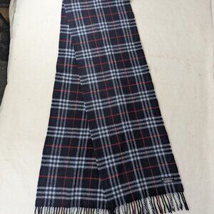 Burberry 100% Lambswool Plaid Check Scarf Blue Unisex | Used Excellent